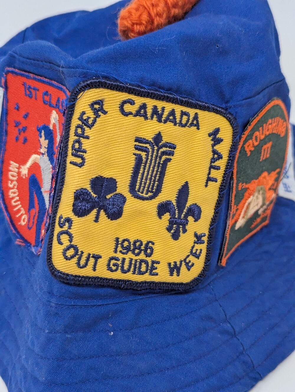 Girl Guides Bucket Hat Blue with Patches Vintage 1980s Queensville Ontario - Picture 4 of 10